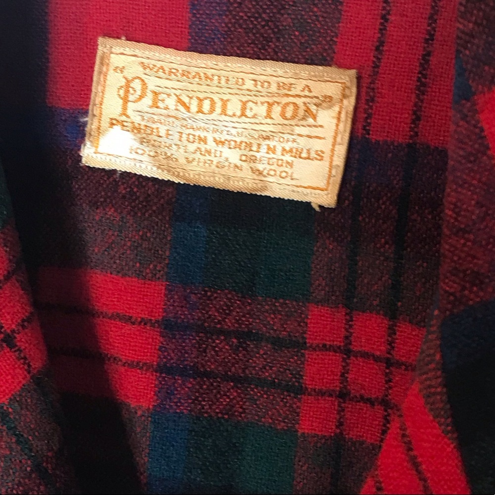 Pendleton Shacket Flannel Shirt Red Plaid Button Down Jacket Pockets - Picture 6 of 8